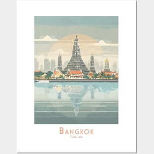 Retro Vintage Wat Arun Bangkok - Thailand Reflections Posters and Art